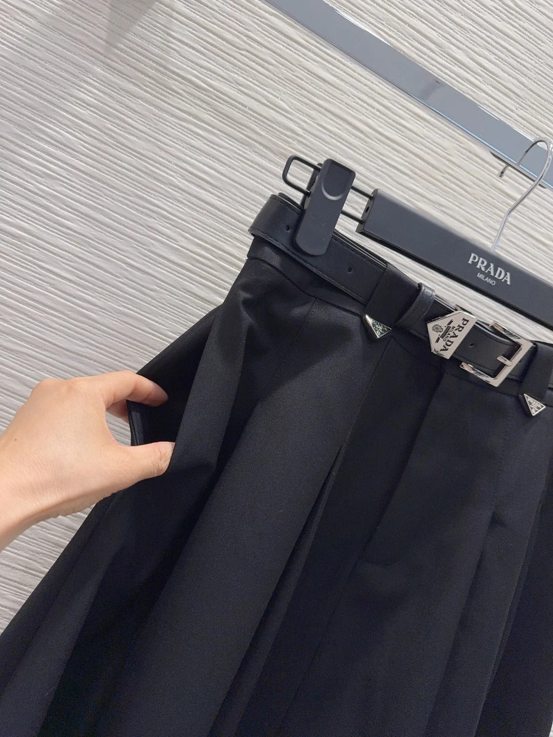 Prada 2026 Midi Skirt Black and Gray Polyester 131890