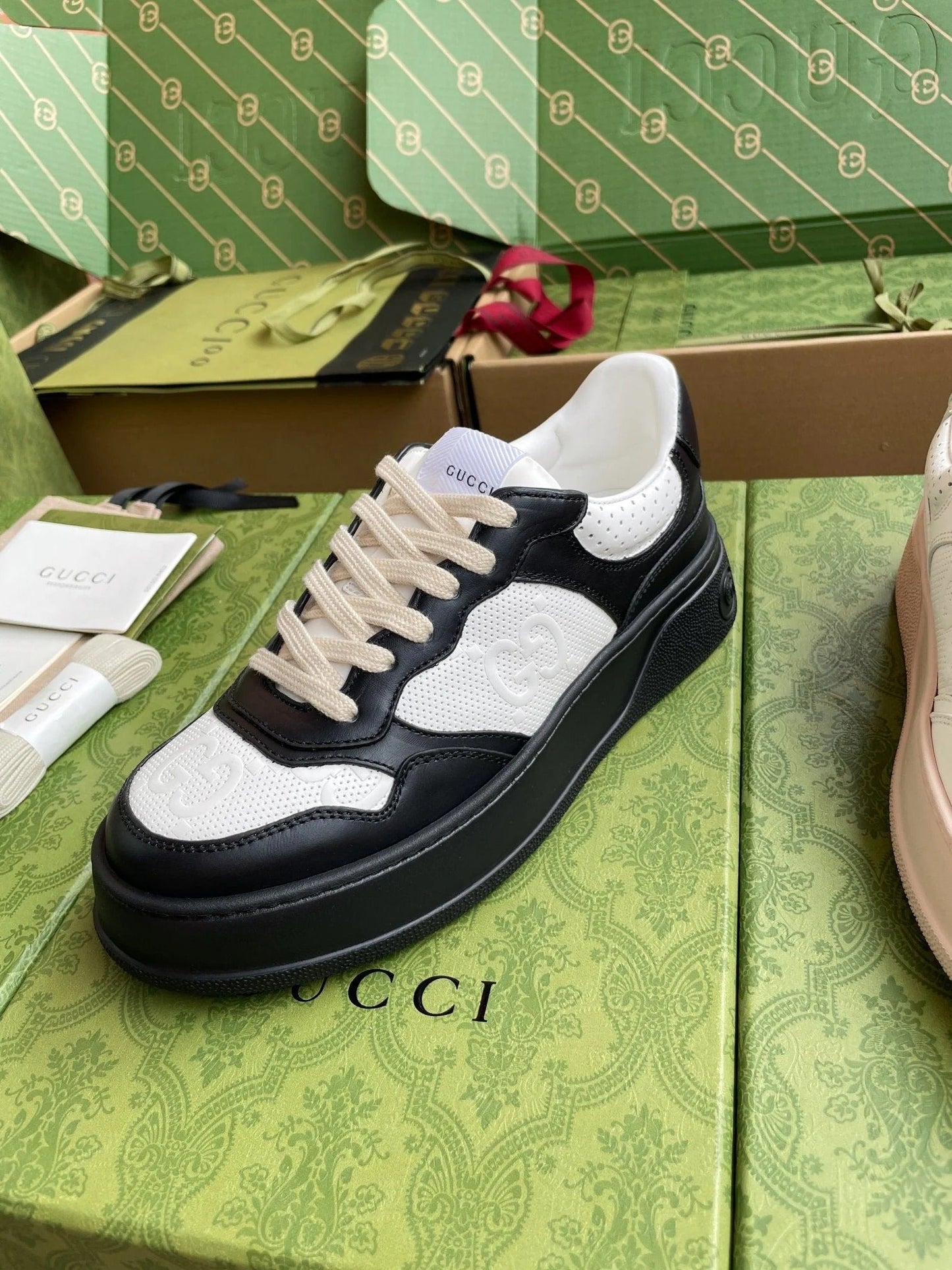 GG 26 Sneaker White Navy Blue Canvas Suede 632877