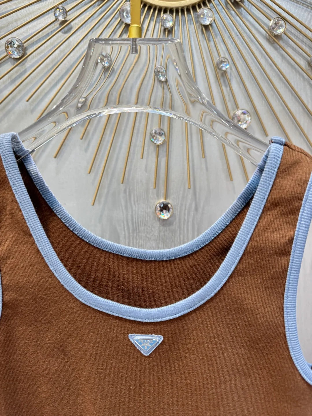 Prada 2026 Tank Top Brown Blue Cotton 133059
