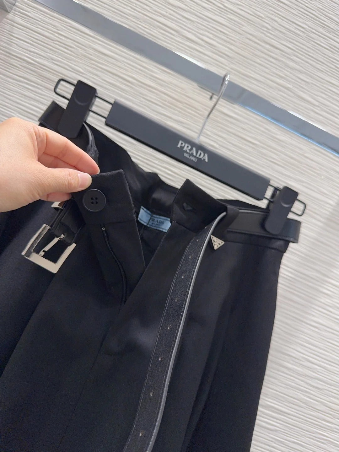 Prada 2026 Midi Skirt Black and Gray Polyester 131890