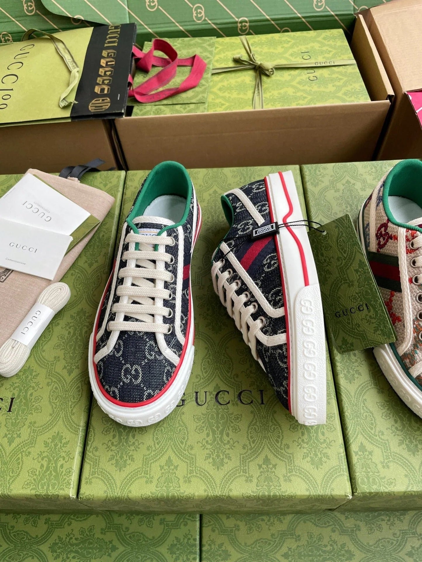GG 26 Platform Sneaker Dark Blue Monogram Denim 632828