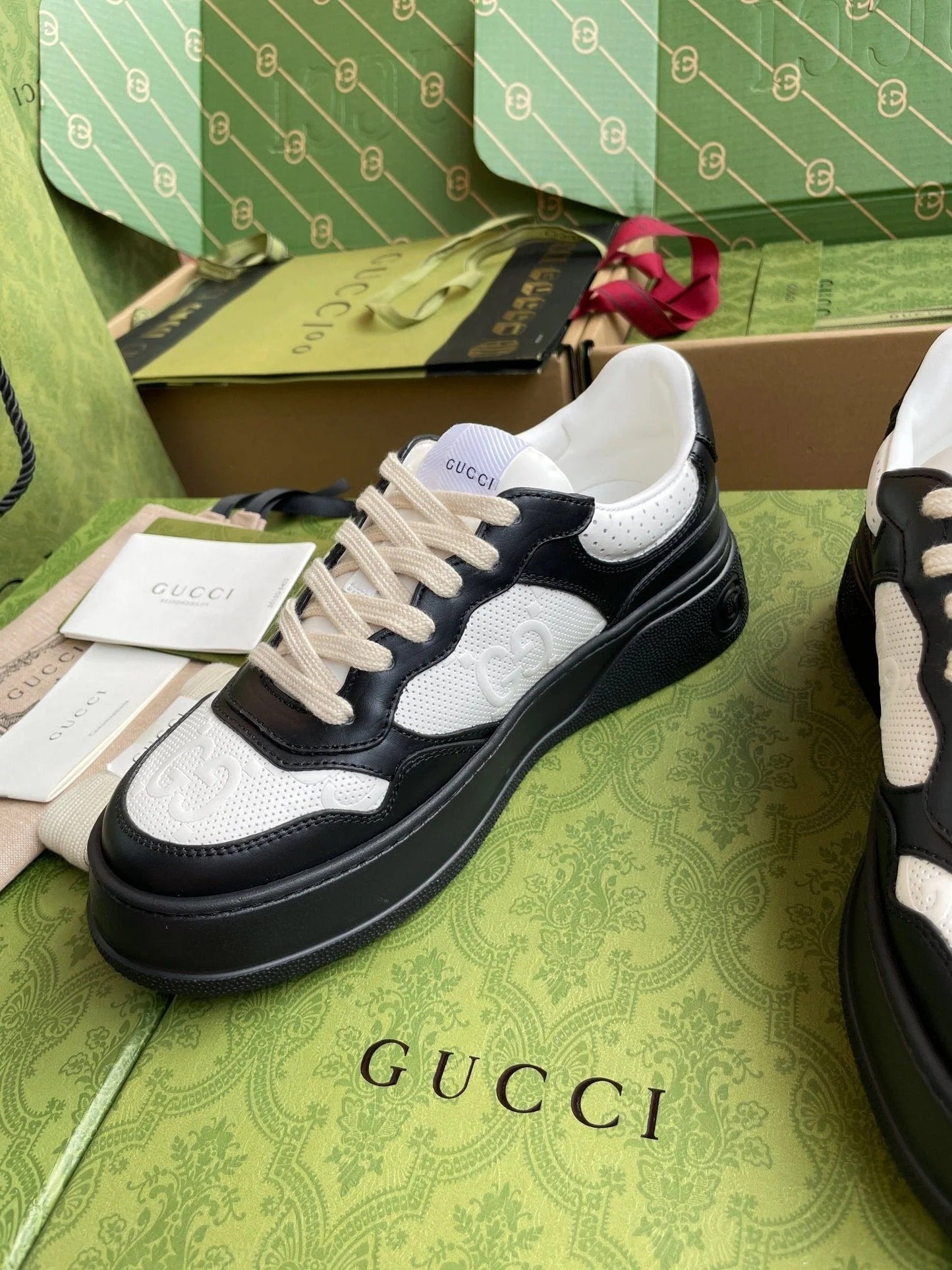 GG 26 Sneaker White Navy Blue Canvas Suede 632877