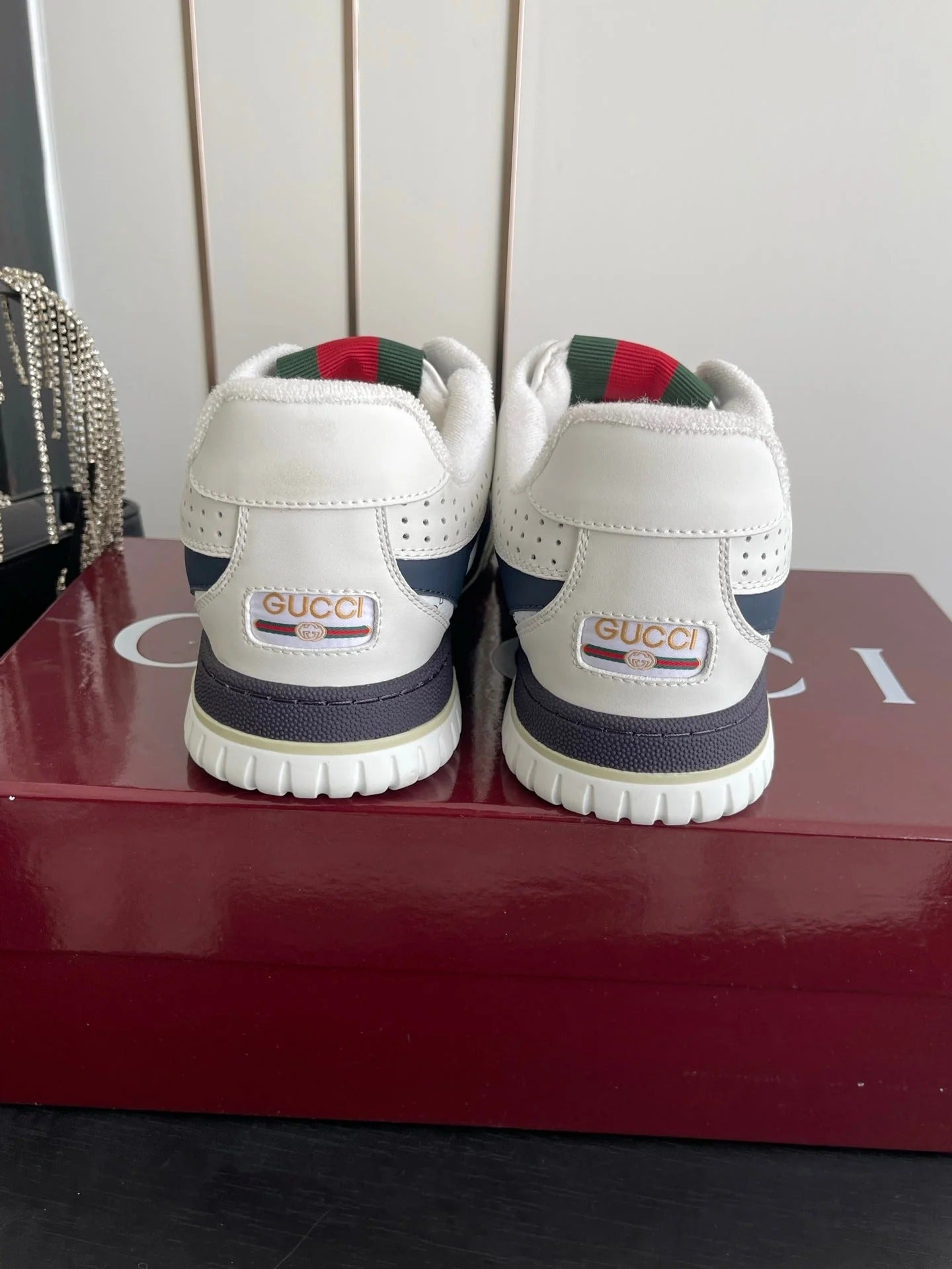 GG 26 Couple Sneakers White Navy Blue Cowhide 631675