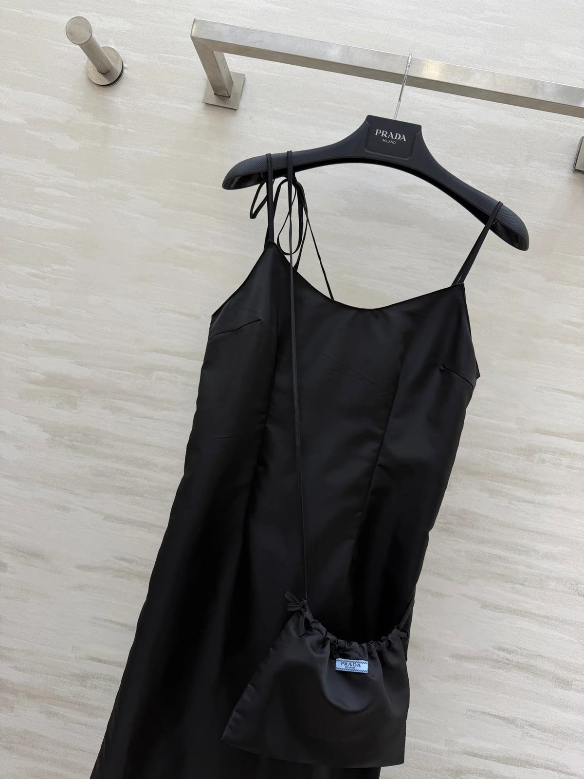 Prada 2026 Slip Dress Black Satin 358324