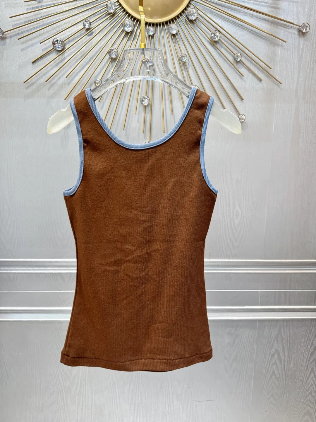 Prada 2026 Tank Top Brown Blue Cotton 133059