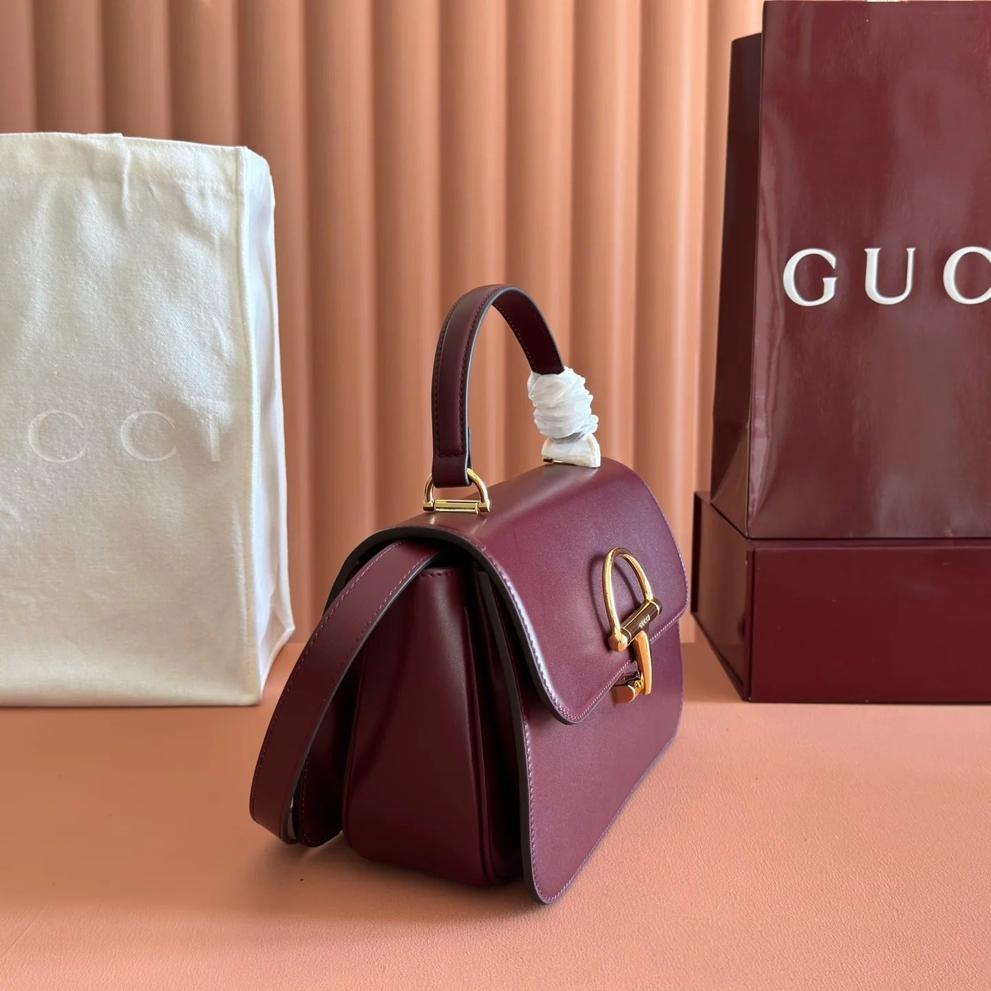Gucci 2026 Siena Bag 25.5cm Red Gold Leather 277141