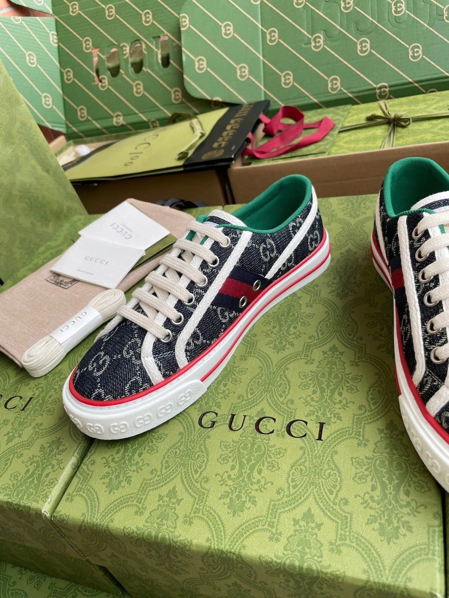 GG 26 Platform Sneaker Dark Blue Monogram Denim 632828
