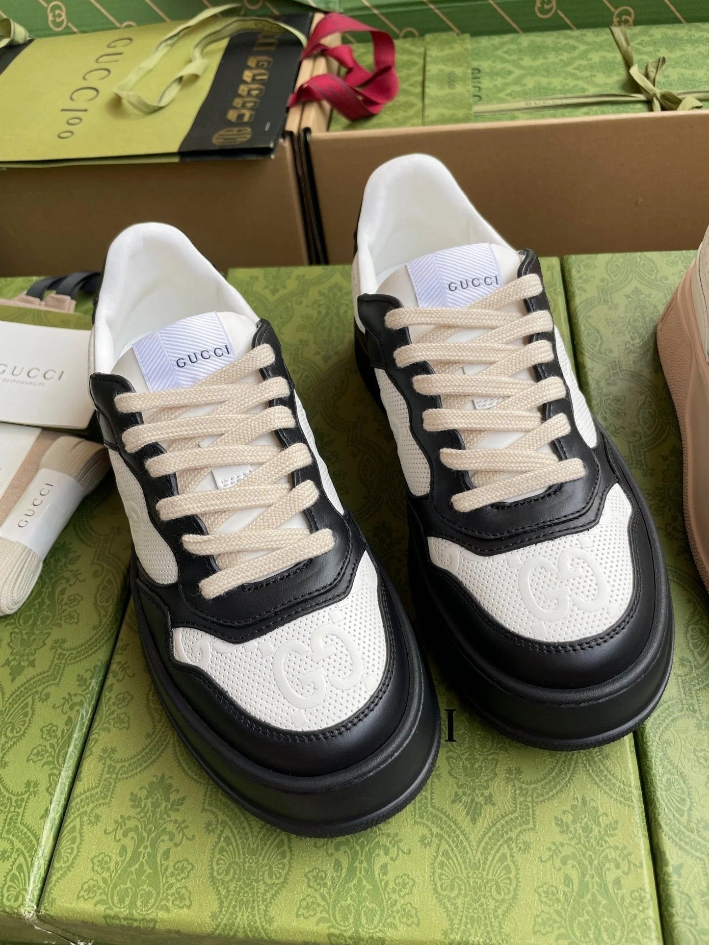 GG 26 Sneaker White Navy Blue Canvas Suede 632877