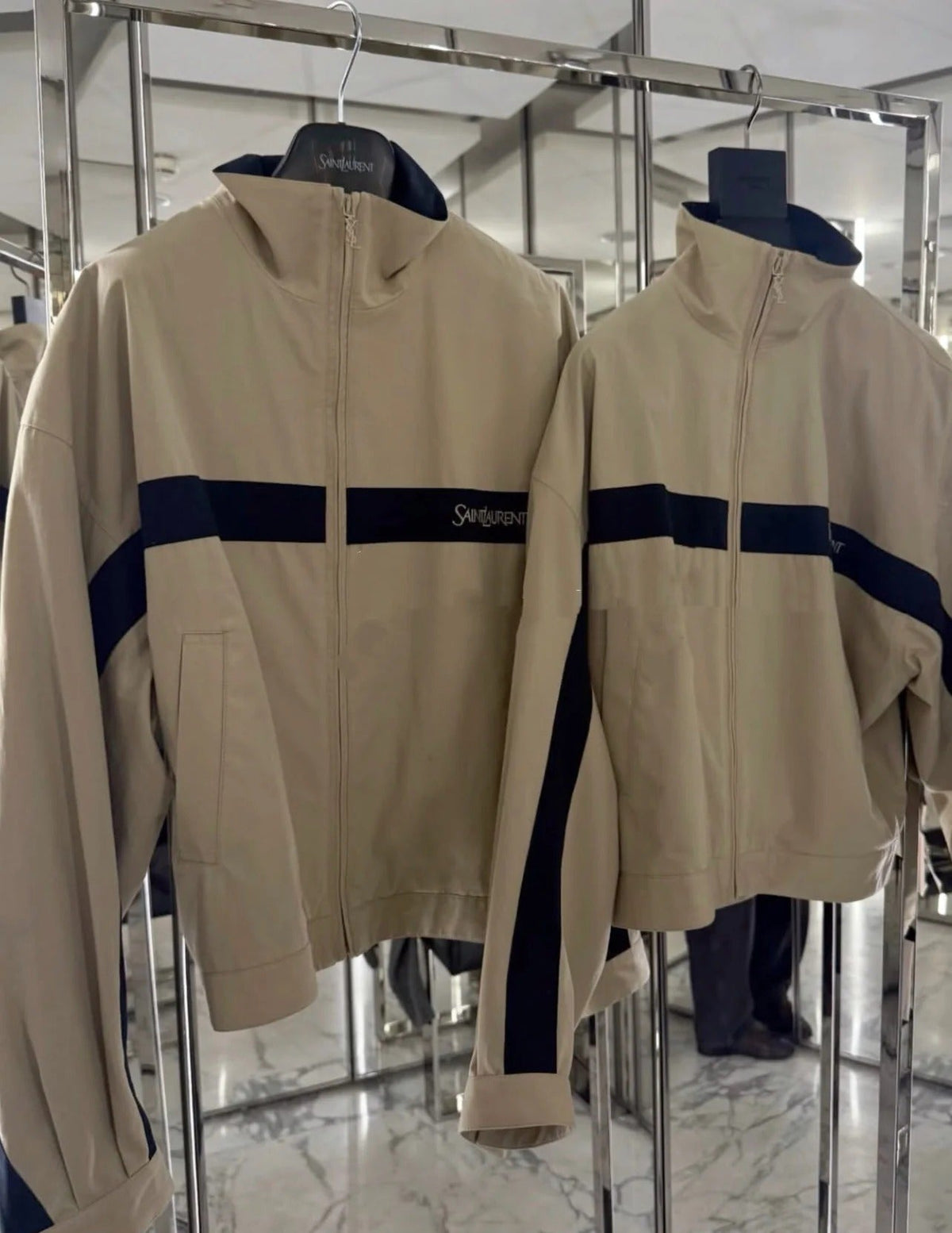 YSL 2026 Sportswear Jacket Khaki mix Navy Blue Cotton