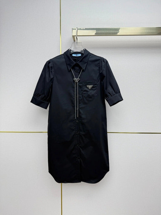 Prada 2026 Puff Sleeve Shirt Dress Cotton 396892