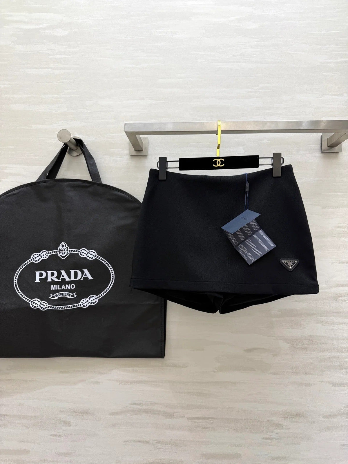 Prada 2026 Miniskirt Black and Gray Re-Nylon 358613