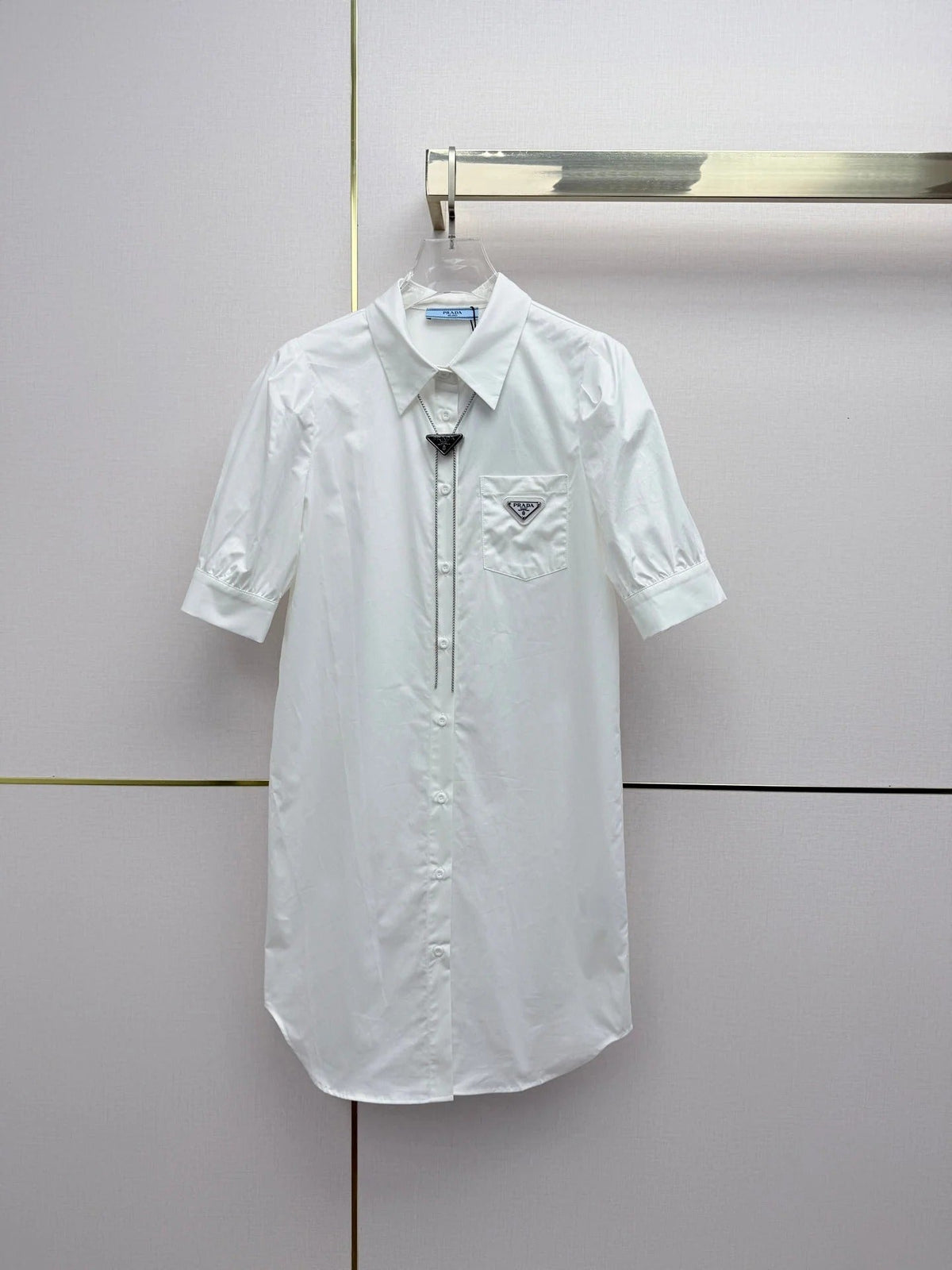 Prada 2026 Puff Sleeve Shirt Dress Cotton 396892