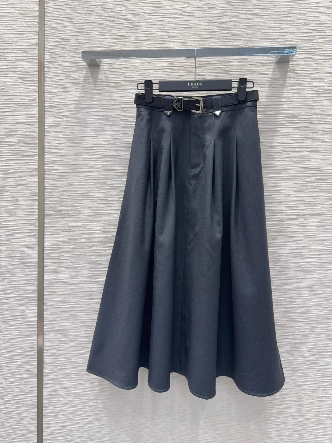 Prada 2026 Midi Skirt Black and Gray Polyester 131890