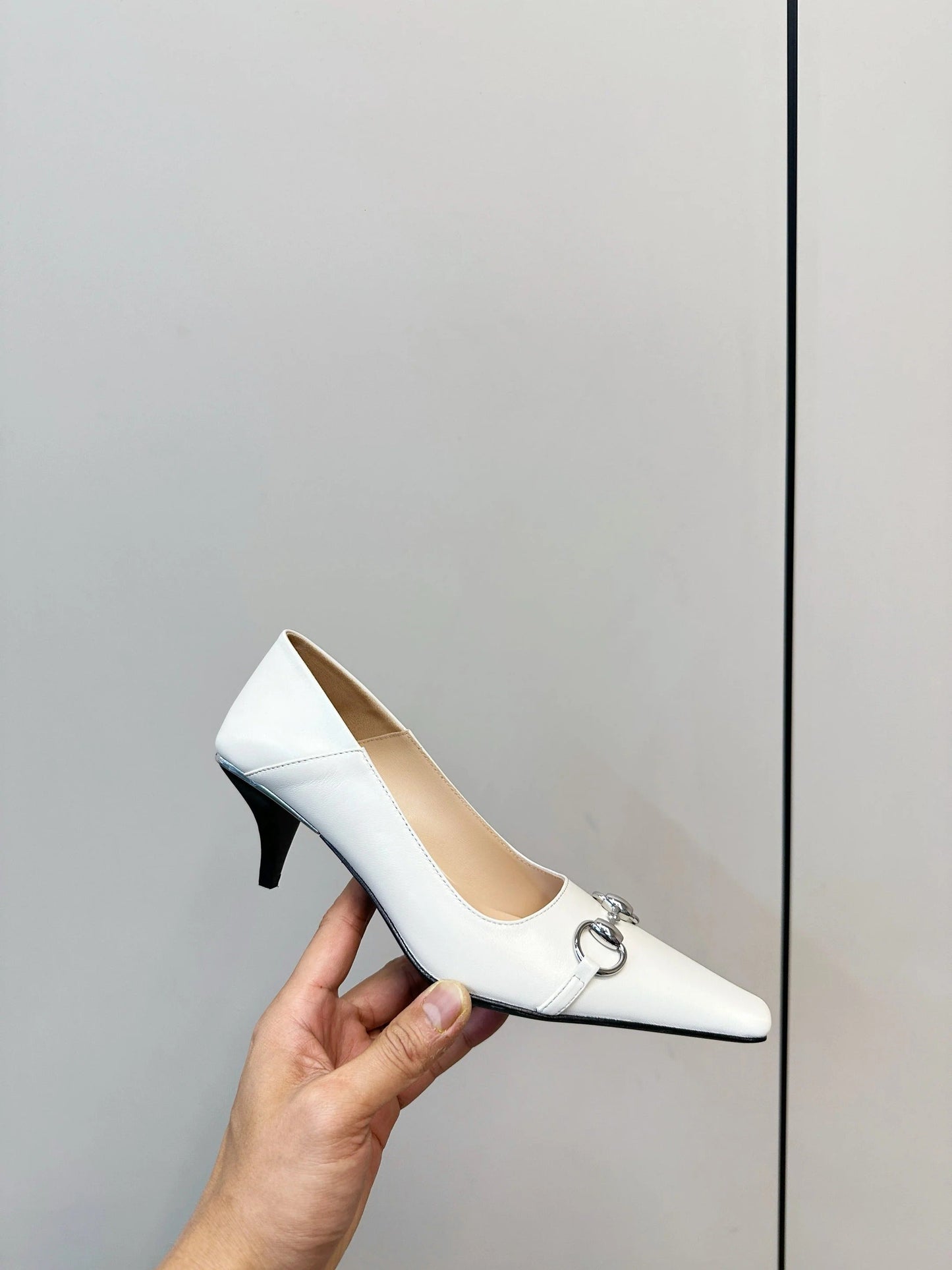 GG 26SS High Heels Pump White Calfskin 645694