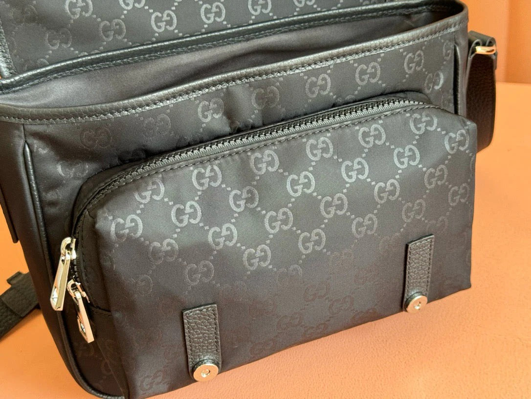 Gucci Shoulder Bag Black Nylon Cowhide 510335