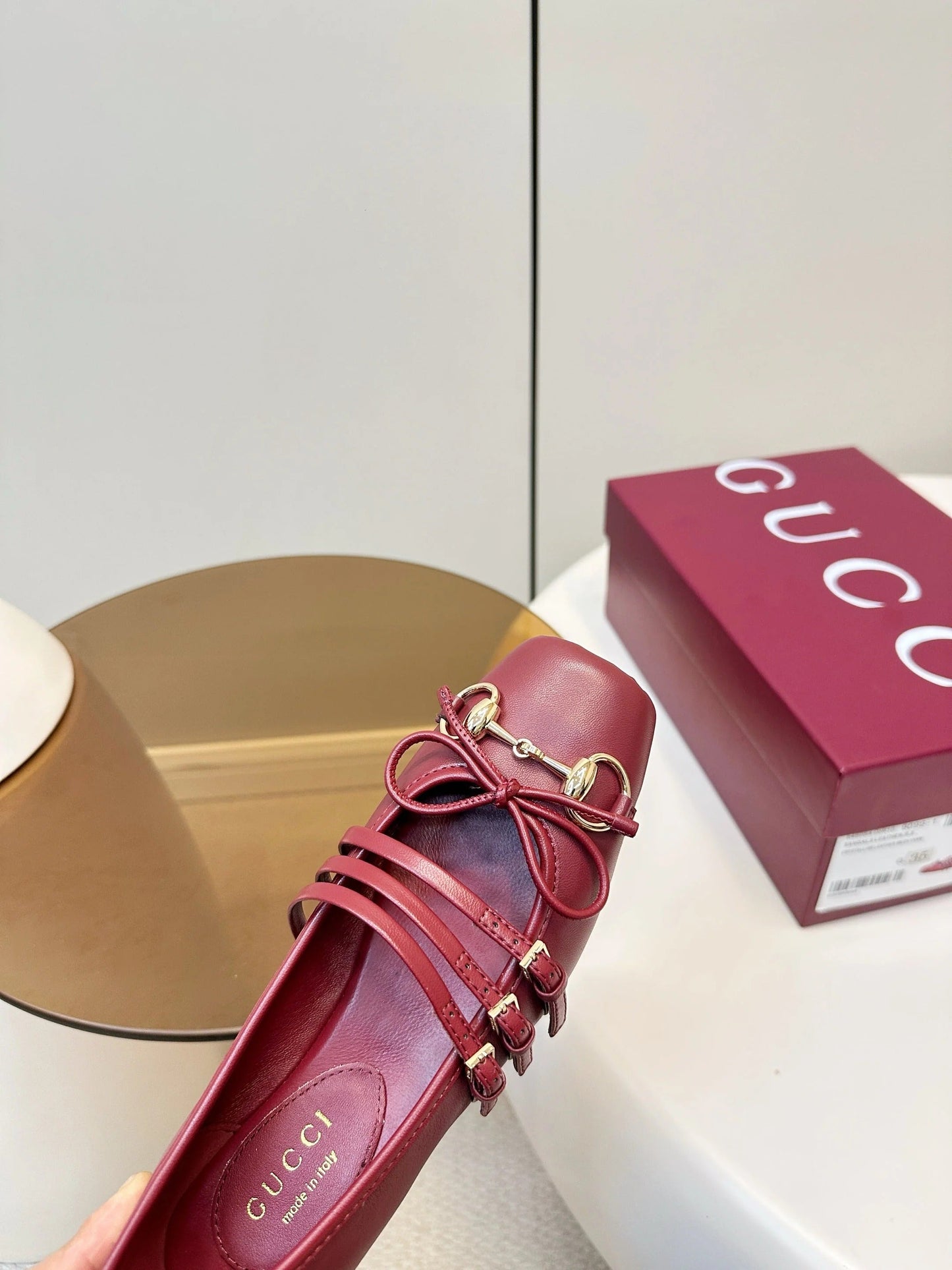 GG 26SS Ballet Flats Burgundy Sheepskin 645706