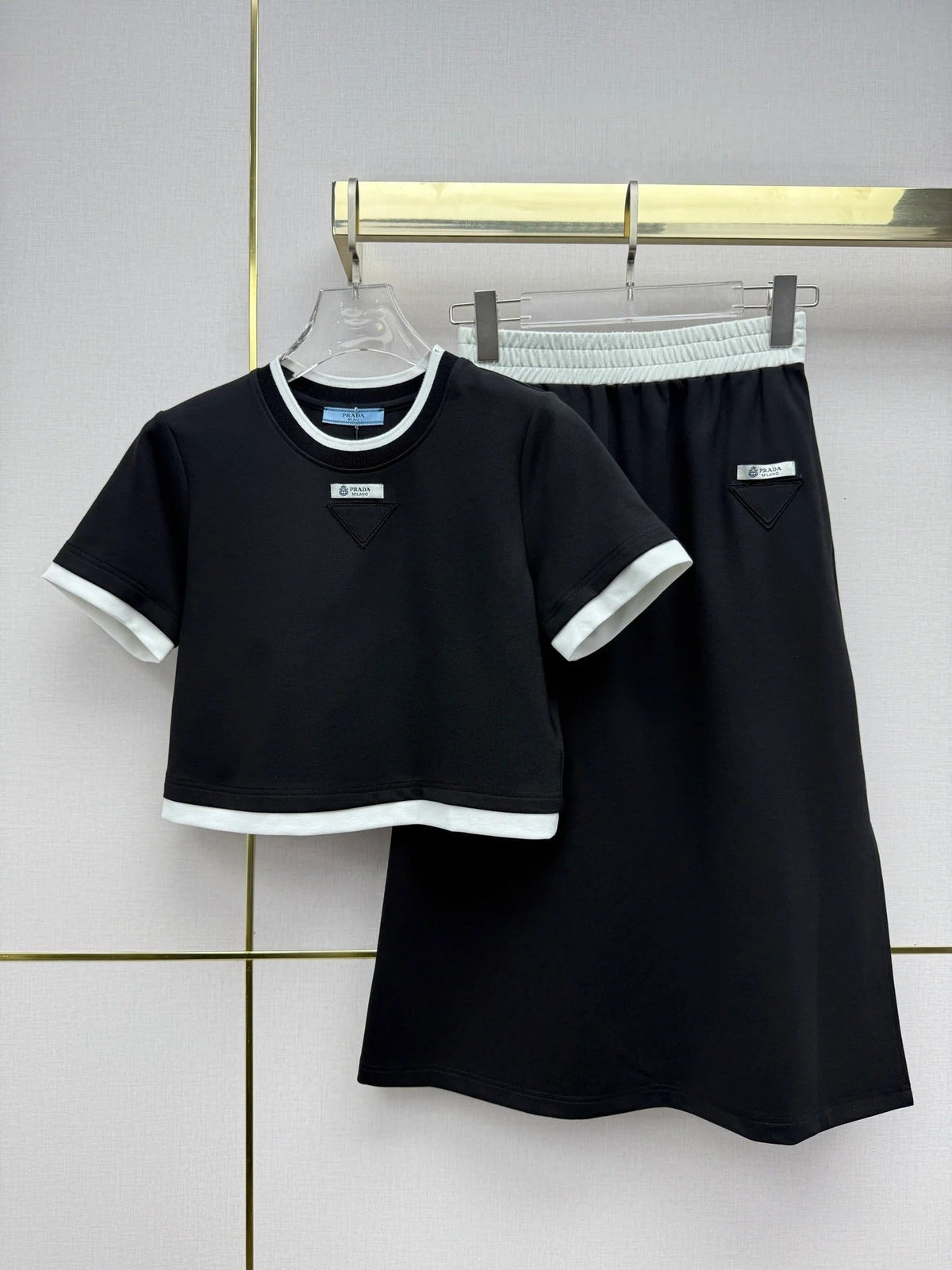 Prada 2026 Set Black and Light Gray Cotton 354808