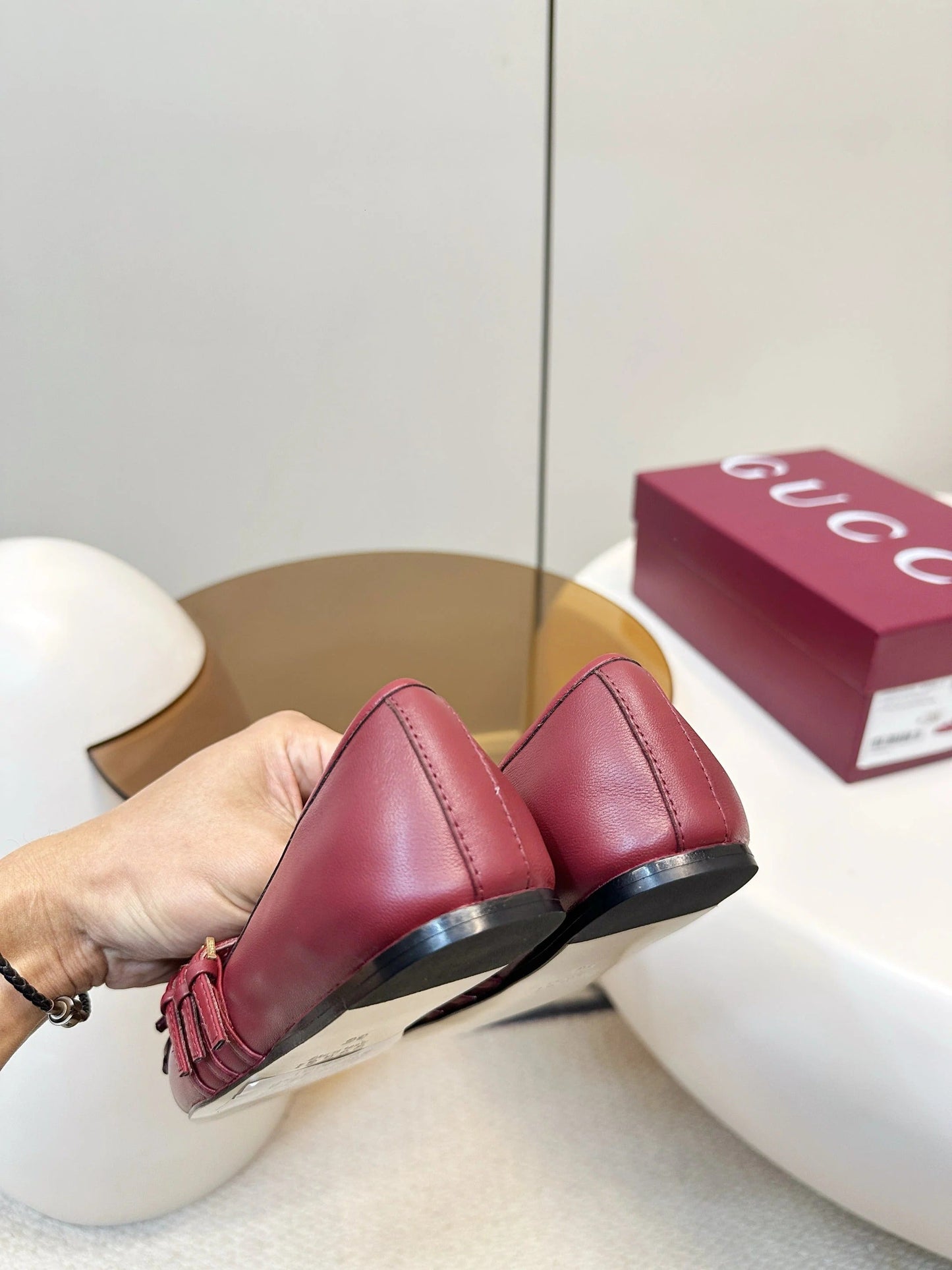 GG 26SS Ballet Flats Burgundy Sheepskin 645706