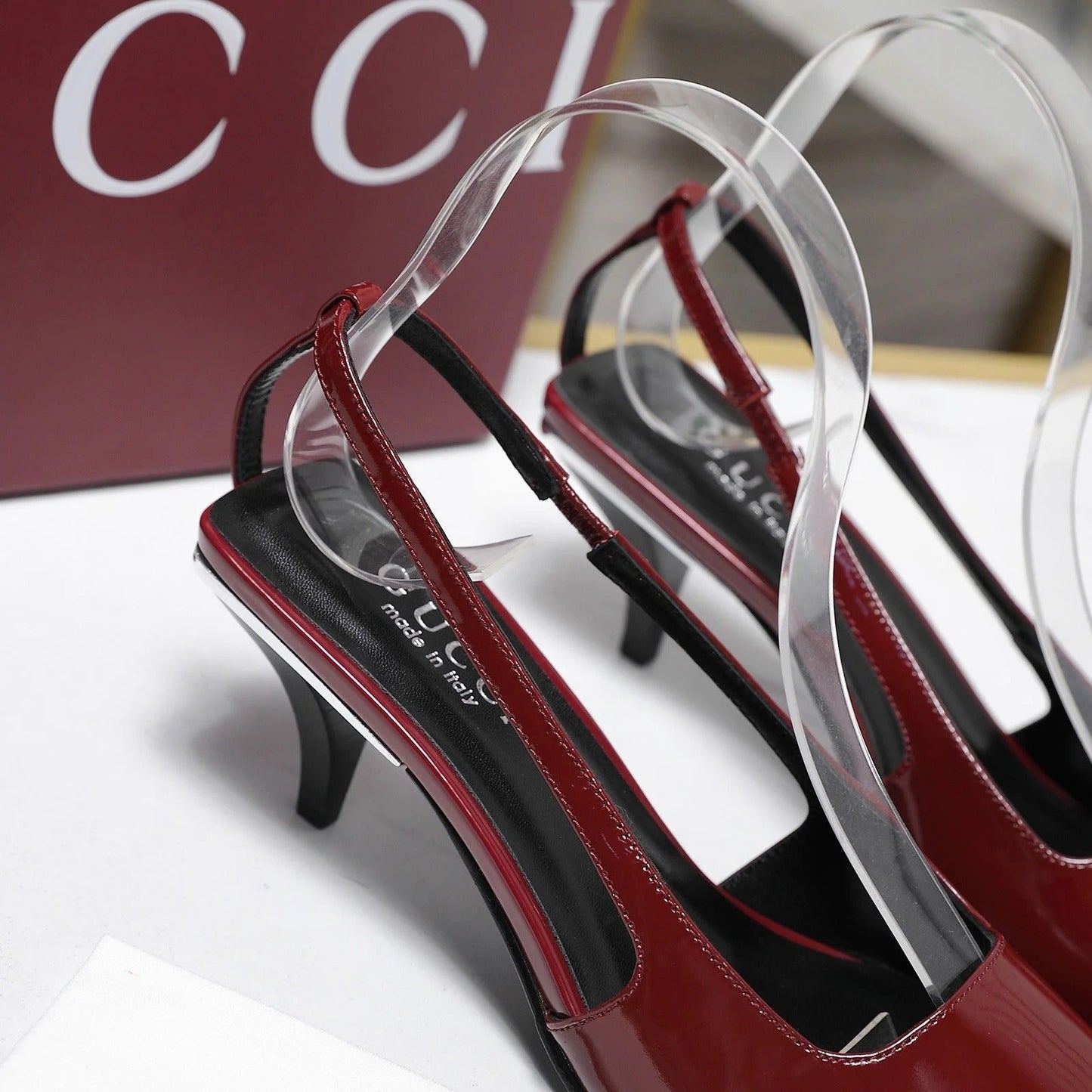 GG 26ss Slingback 60 Dark Red Sheepskin 601092