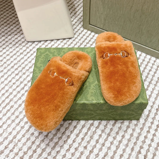 GG 26ss Loafers Rhinestones Orange Wool 612027