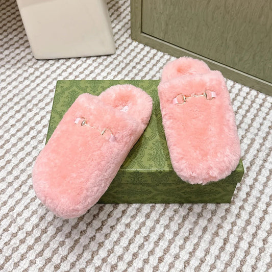 GG 26ss Loafers Rhinestones Pink Wool 612029