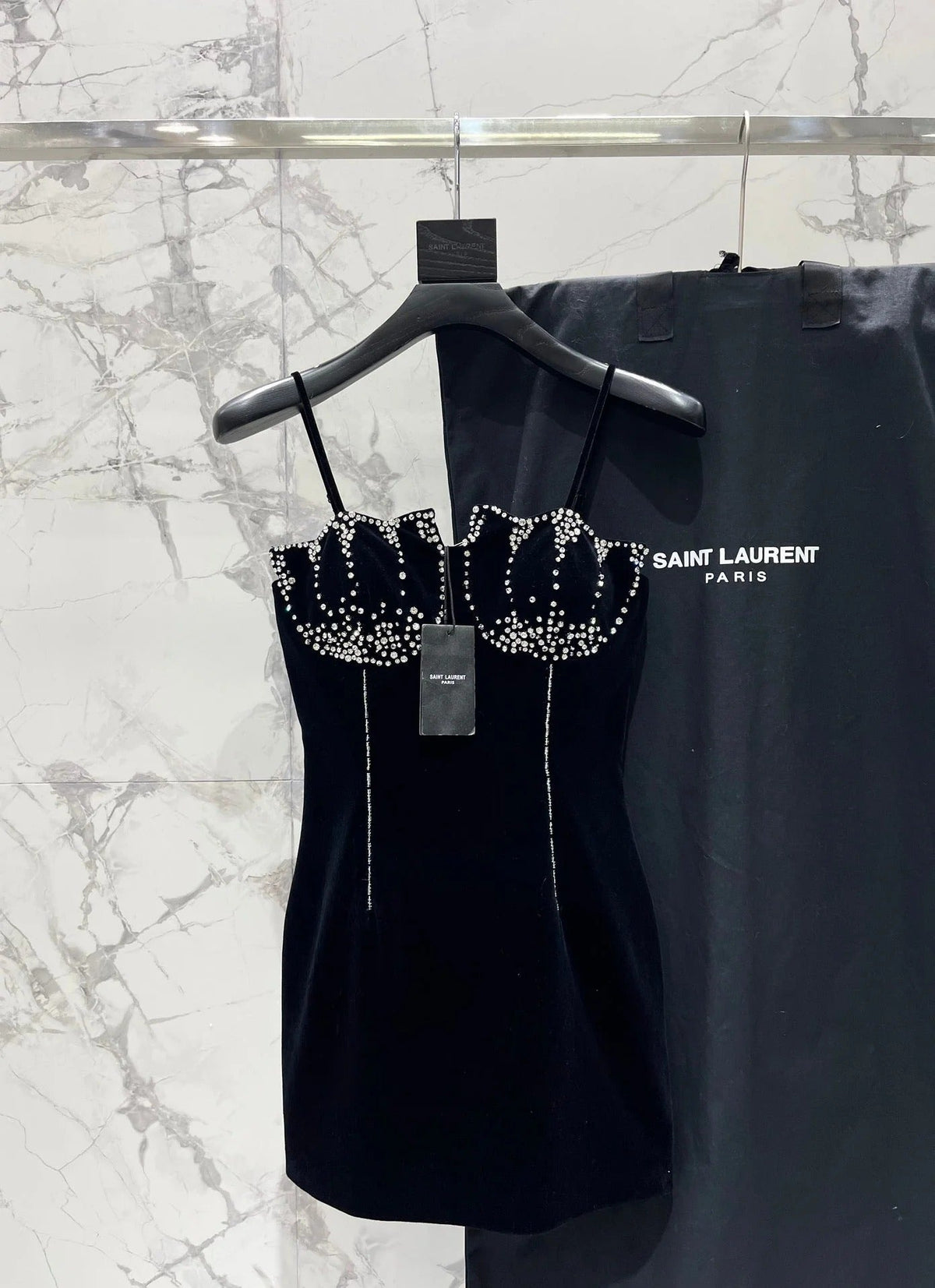 YSL 25S VELVET RHINESTONE DRESS STYLE 179
