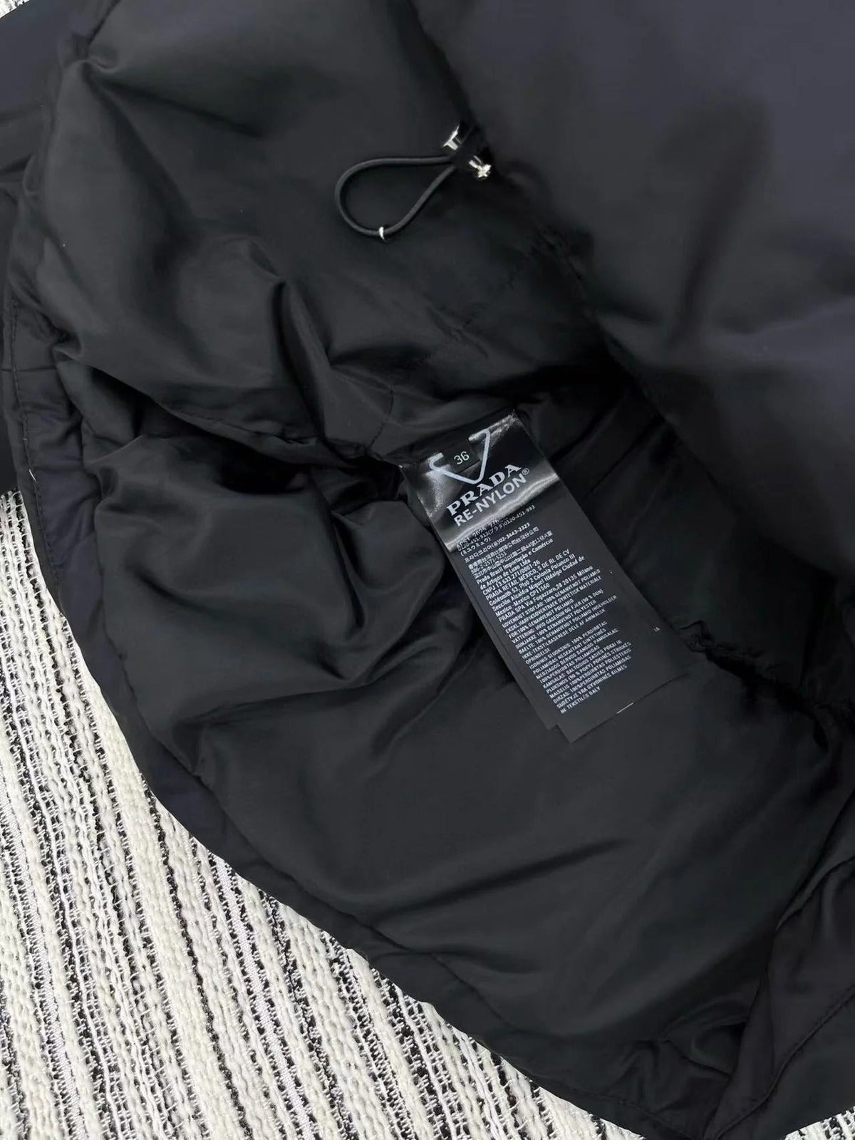 Prada 2025 Belted Jacket Black Down Re-Nylon