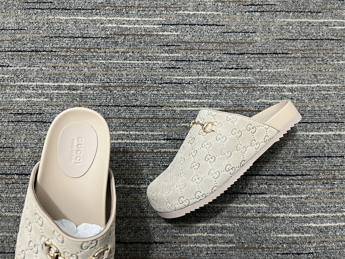 GG Horsebit Mule Beige Suede