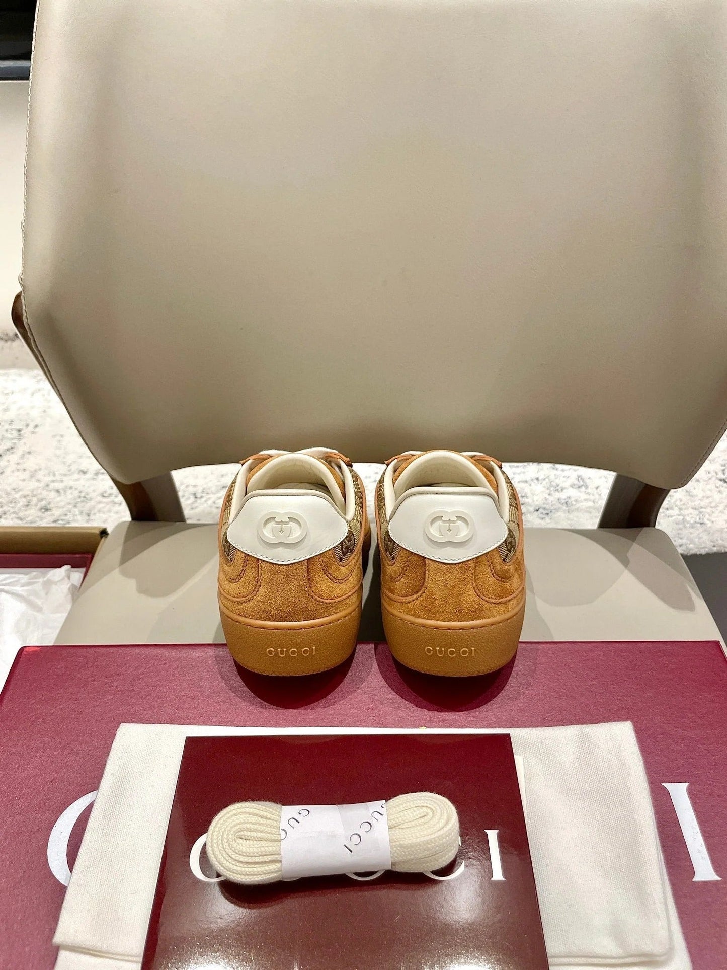 GG 26 Sneaker Camel Brown Canvas Suede 632820