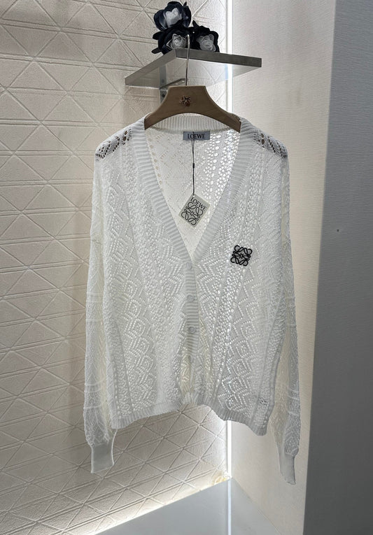 LOEWE HOLLOW KNITTED CARDIGAN DRESS SET 276594
