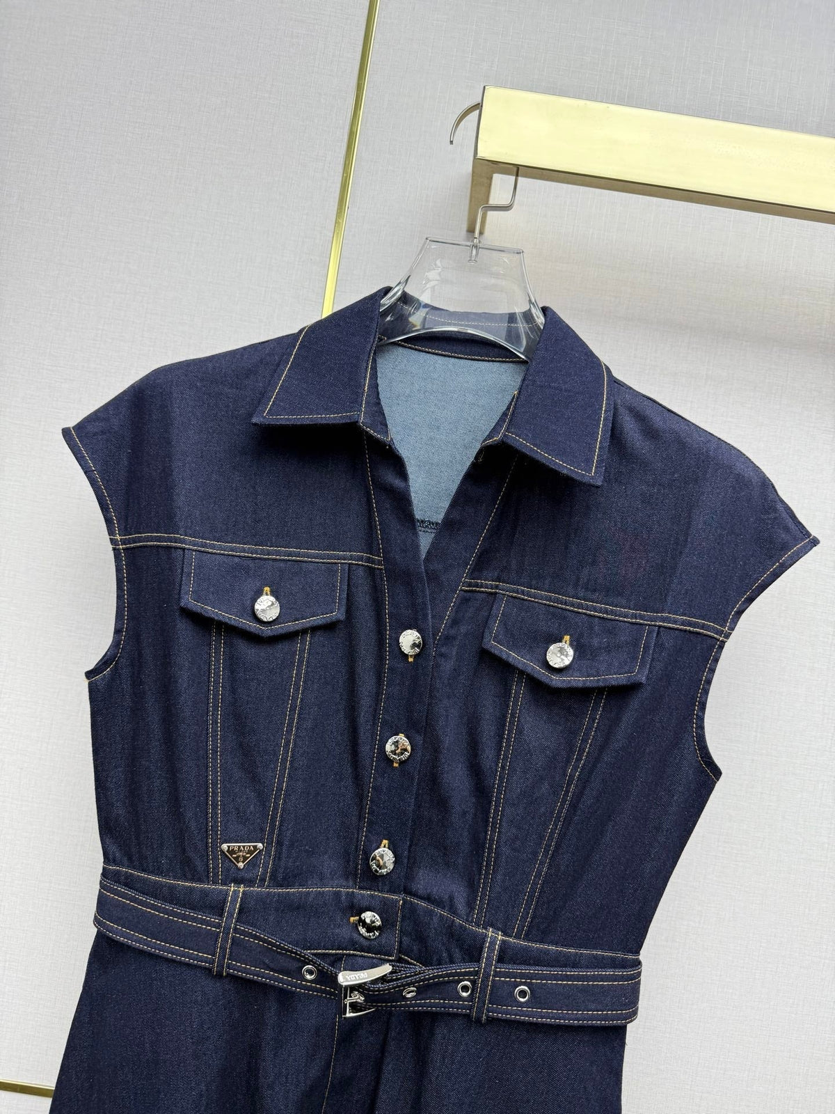 Prada 2026 Denim Dress Blue and Navy Blue Cotton 354716