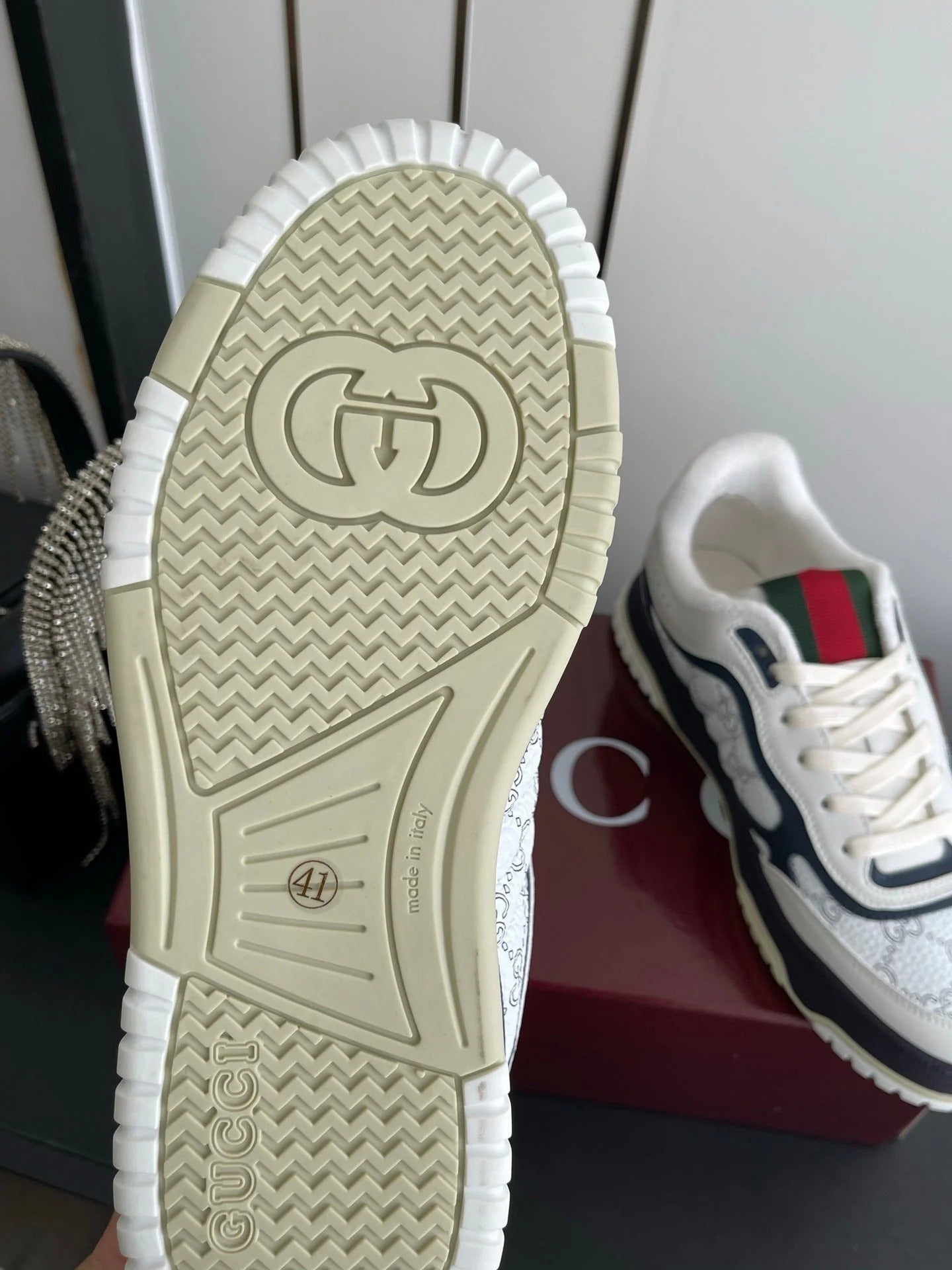GG 26 Couple Sneakers White Navy Blue Cowhide 631675