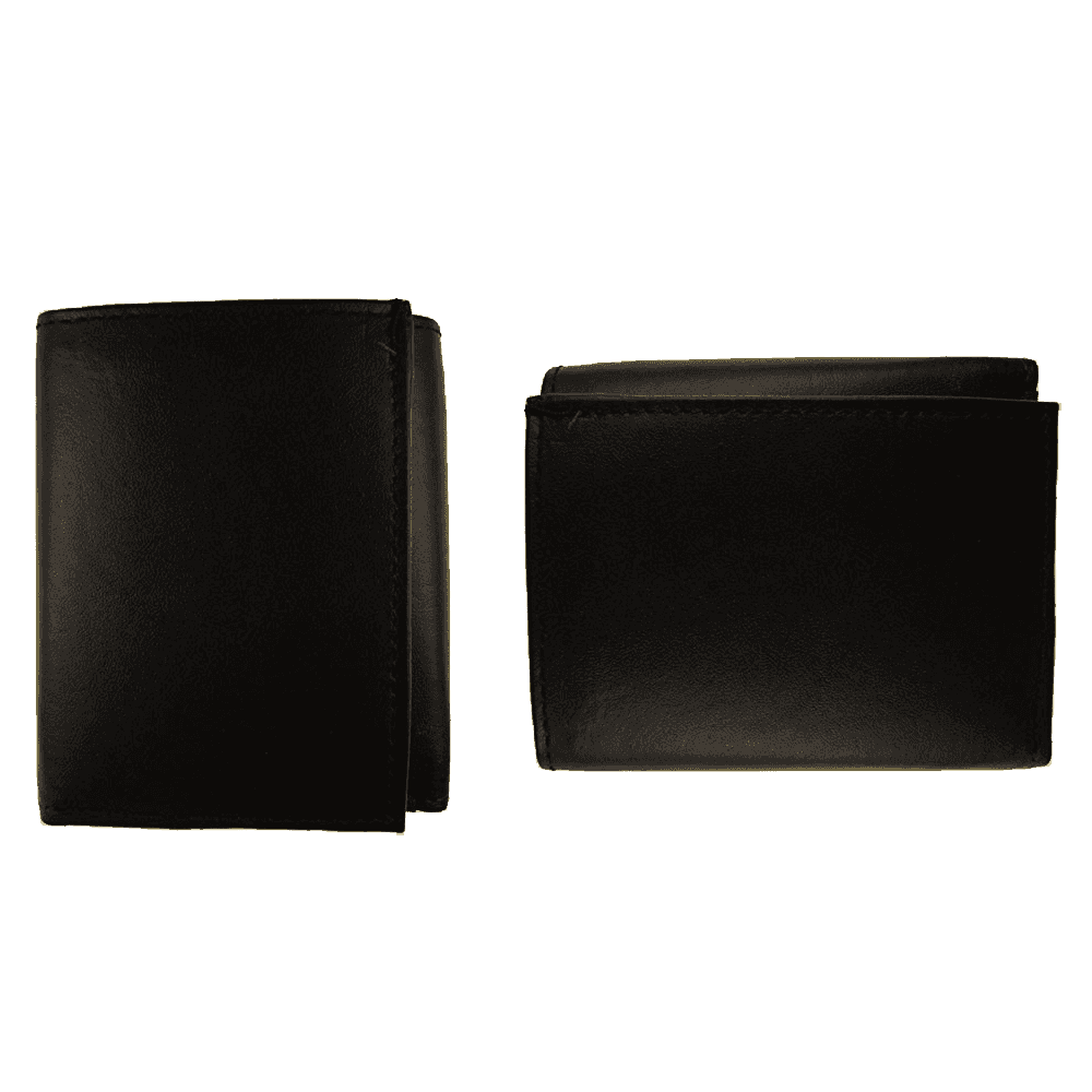 Improving Lifestyles Leather Men Tri Fold Wallet FIXED Flip Up Window ID with FREE Organza Gift Bag